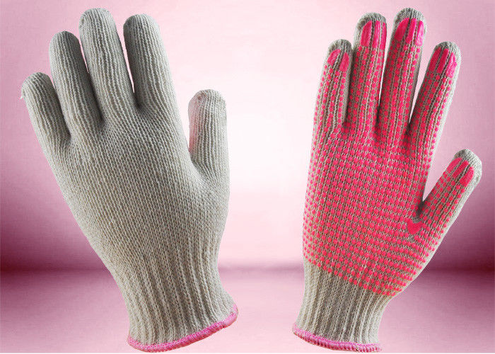 7 Gauge PVC Dotted Gloves Pink PVC Dots On Palm Slip Resistance ZS2-015