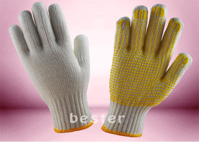 Wear Resistant Knitted Hand Gloves , PVC Dotted Cotton Gloves Free Samples