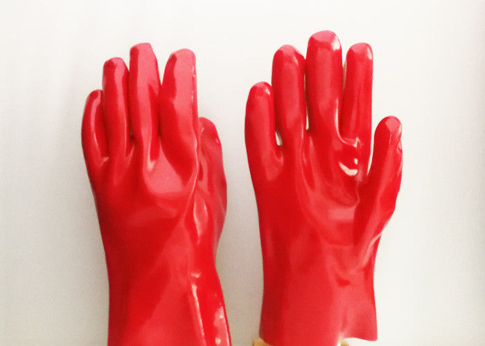 Long Sleeve PVC Coated Gloves Fully Dipping Silk Screen Logo Printing
